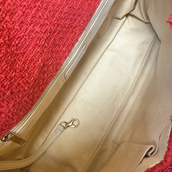 Chanel Red Jumbo CC Tweed Nature Flap Shoulder Bag & Dust bag - Picture 10 of 16